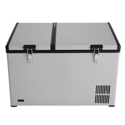 90 Quart Dual Zone Portable Fridge/ Freezer with 12v Option and Wheels