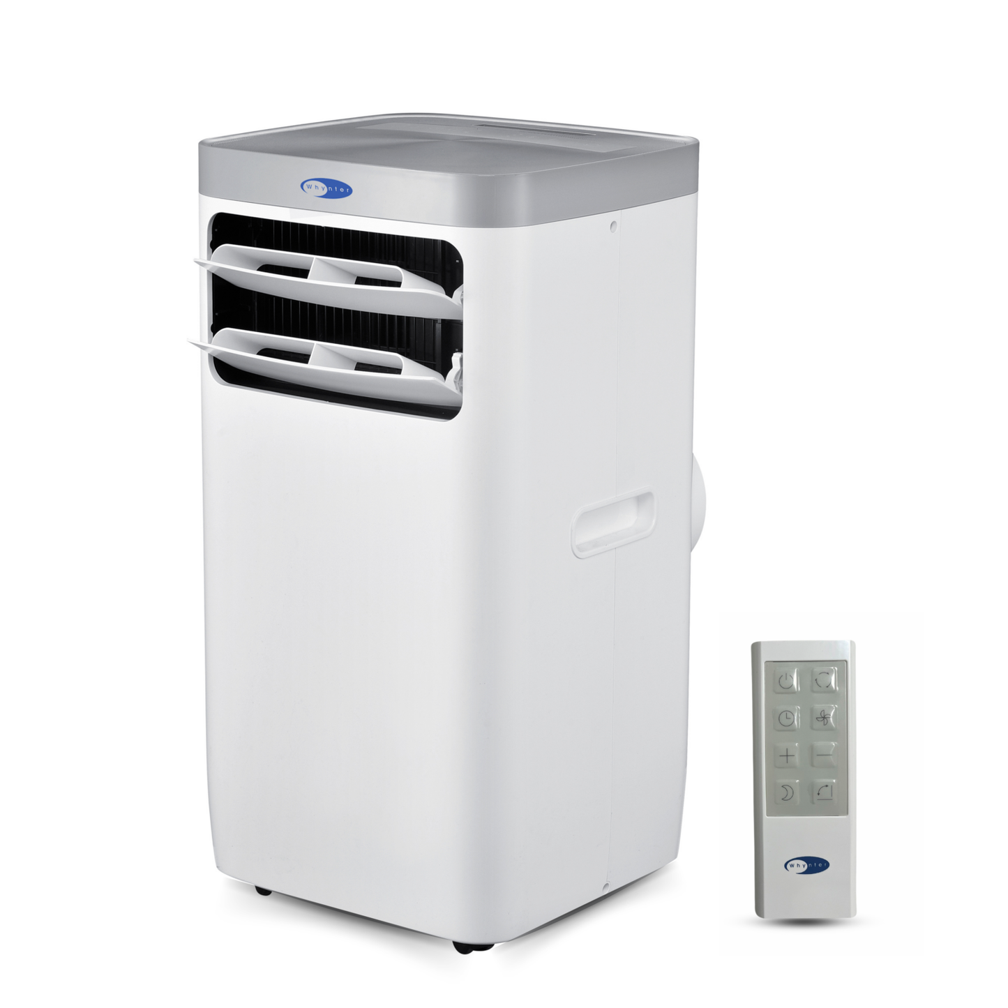 compact portable air conditioner, dehumidifier, and fan with remote control - white/grey