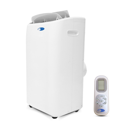 14,000 BTU (10,000 BTU SACC) Dual Hose Cooling Portable Air Conditioner, Heater, Dehumidifier, and Fan with Remote Control, HEPA and Carbon Filter, up to 500 sq ft in White