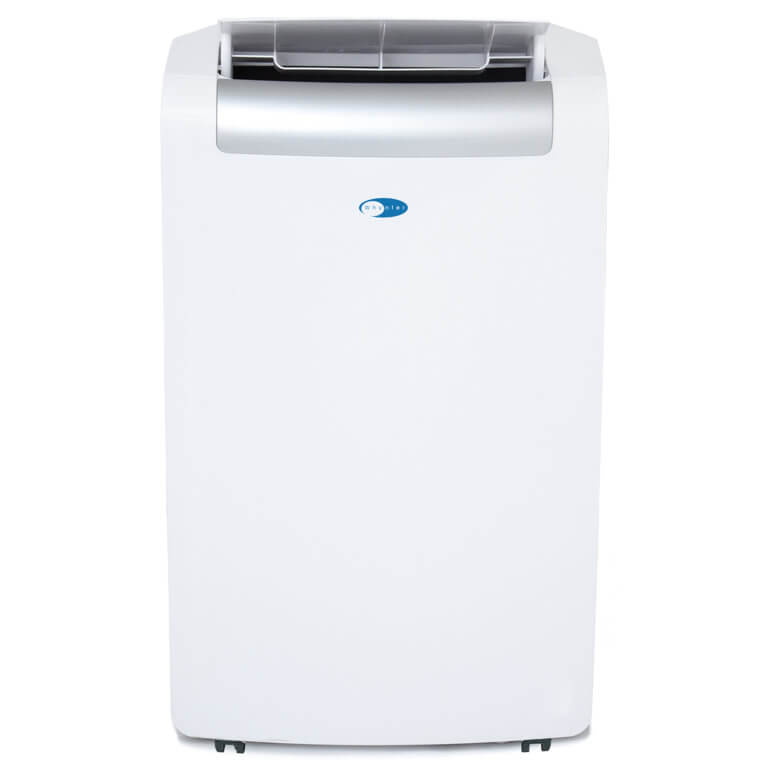 14,000 btu (10,000 btu sacc) portable air conditioner, heater, dehumidifier, and fan with activated carbon and silvershield filter plus drain pump, up to 500 sq ft in white