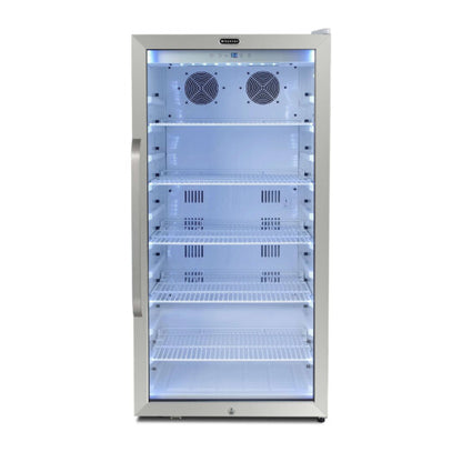 Commercial  8.1 cu. ft. Stainless Steel Commercial Beverage Merchandiser Display Refrigerator with Superlit Door and Lock – White