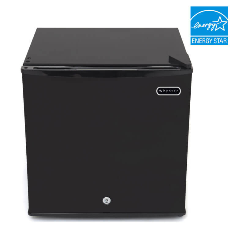 1.1 cu. ft. upright compact mini freezer with lock - black