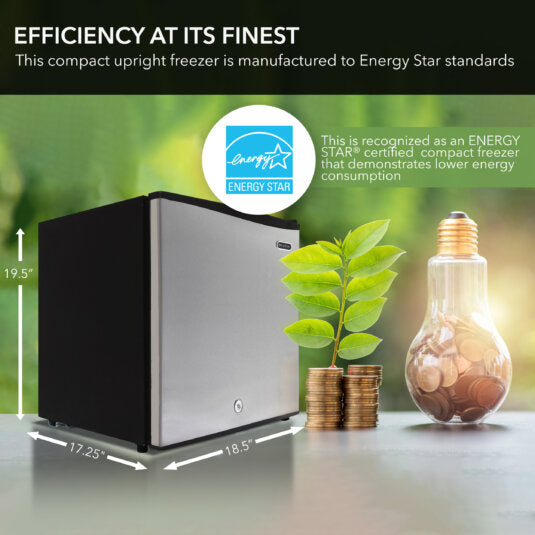 1.1 cu. ft. energy star upright freezer with lock – stainless steel