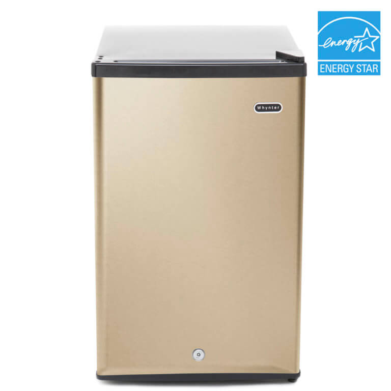 2.1 cu.ft energy star upright freezer with lock in rose gold