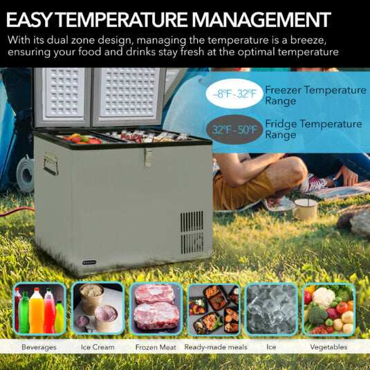 62 quart dual zone portable fridge/ freezer