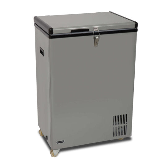 95 quart portable wheeled freezer with door alert and 12v option - gray