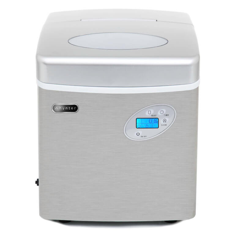 portable ice maker with 49lb capacity stainless steel with water connection