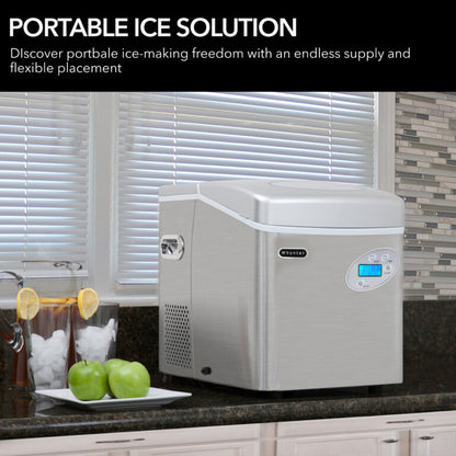 Portable Ice Maker with 49lb Capacity Stainless Steel with Water Connection