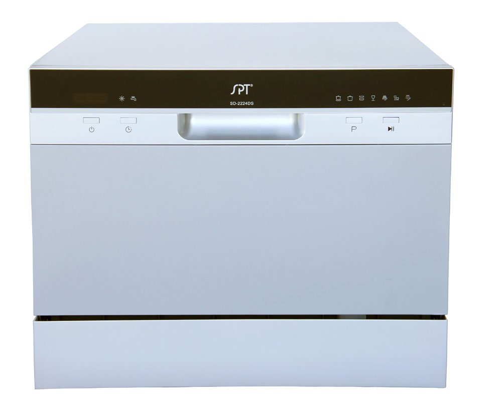 countertop dishwasher with delay start in silver