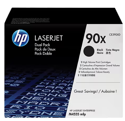 hp 90x 2-pack high yield black original laserjet toner cartridges, ce390xd