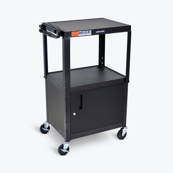 adjustable-height steel av cart - cabinet