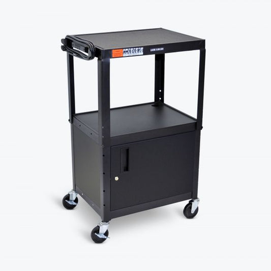 Adjustable-Height Steel AV Cart - Cabinet