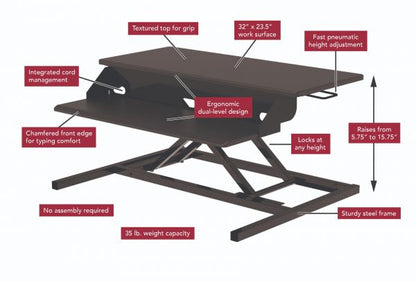 Two-Tier Pneumatic Standing Desk Converter