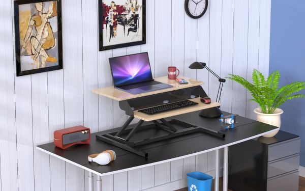 two-tier pneumatic standing desk converter