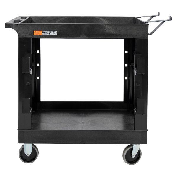 32" x 18" heavy-duty industrial cart - two tub shelves with ladder holder, storage hooks, and spool holder