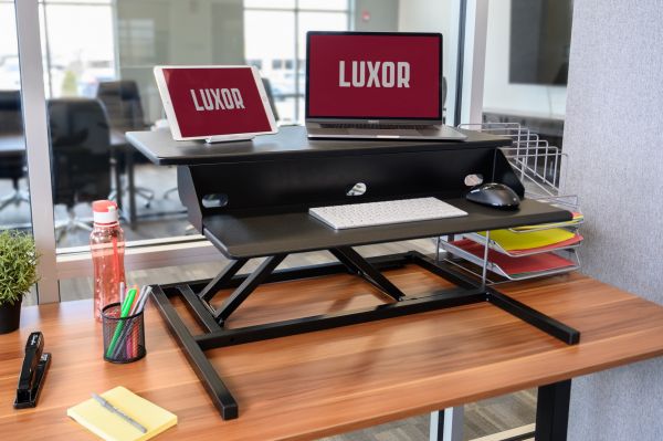 two-tier pneumatic standing desk converter