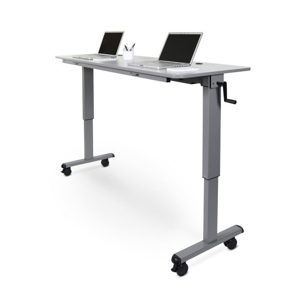 adjustable flip-top table, crank handle